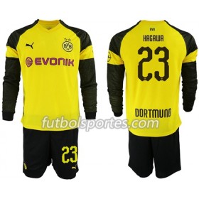 Camisetas Borussia Dortmund Kagawa 23 Niño Primera Equipacion 2018/2019 Manga Larga